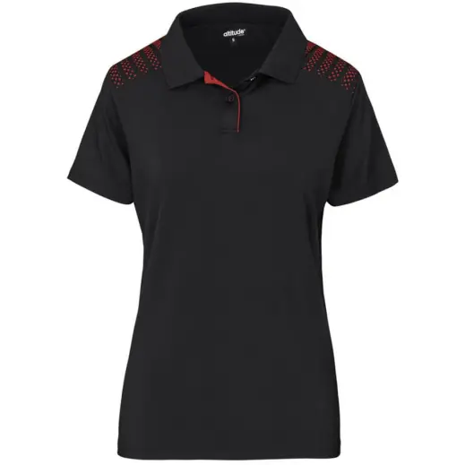 Ladies Aerogrid Golf Shirt Black-Red Front